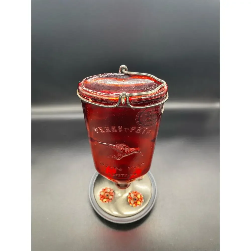 Hummingbird Feeder by Woodstream Corp Red Glass Perky Pet Since 1958 Lititz PA